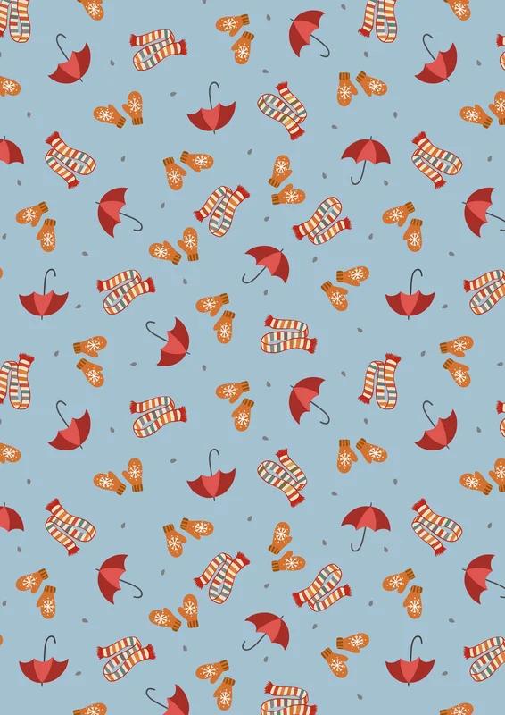 SMALL THINGS...SNUGGLE SEASON: Brollies & Scarves-Light Blue (1/4 Yard)
