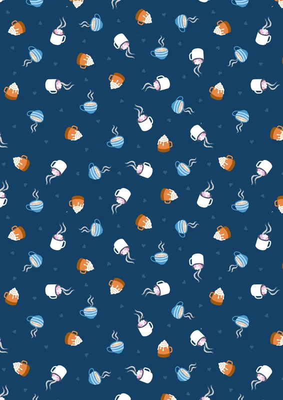SMALL THINGS...SNUGGLE SEASON: Warming Mugs-Dark Blue (1/4 Yard)