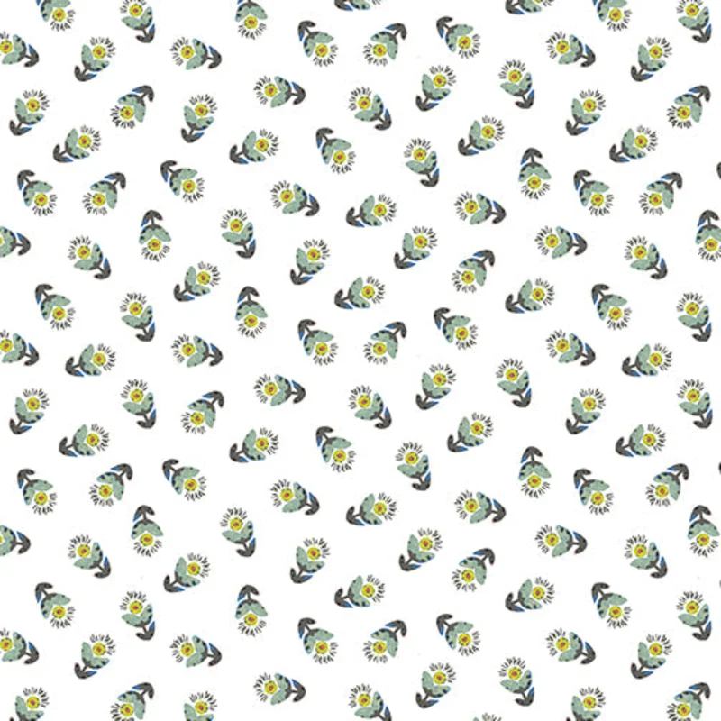 Soul Shine and Daydreams: Tossed Flowers in Light Teal (1/4 Yard)