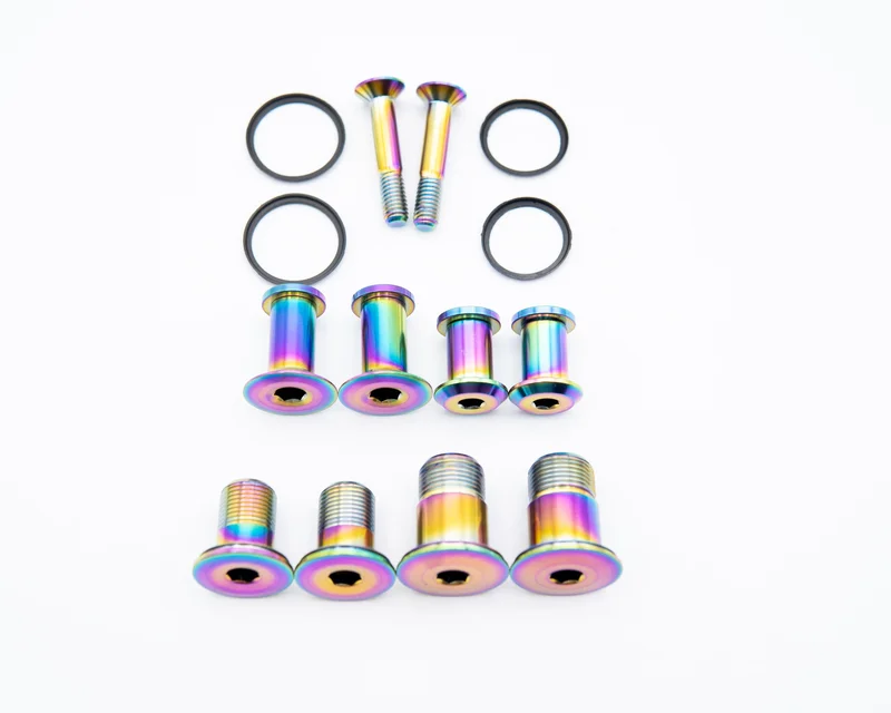 Specialized Stumpjumper EVO Carbon Frame Linkage Hardware Kit 2021 - 2024 - Titanium Rainbow Oil Slick