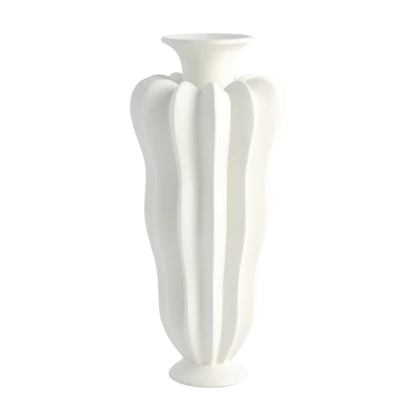 Spicchi Line Vase, Matte White, 15.5" H