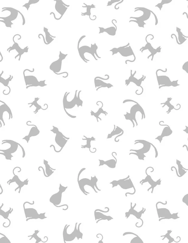 SPOOKY SPECTABLE: Cat Toss-White/White (1/4 Yard)