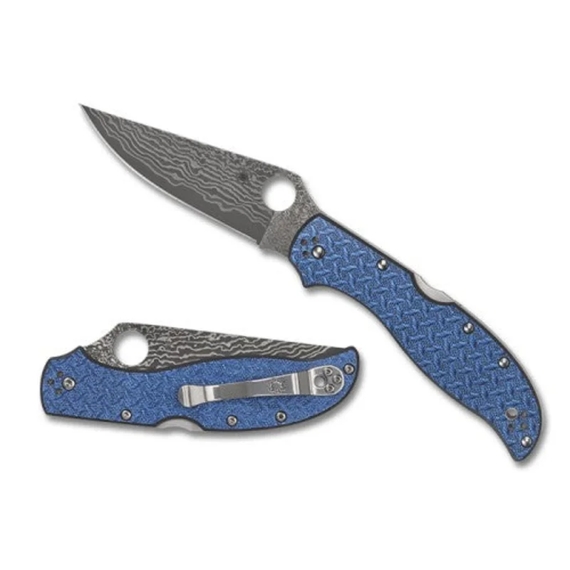 Spyderco C258GFBLP - Stretch 2 XL Blue Nishijin Damascus