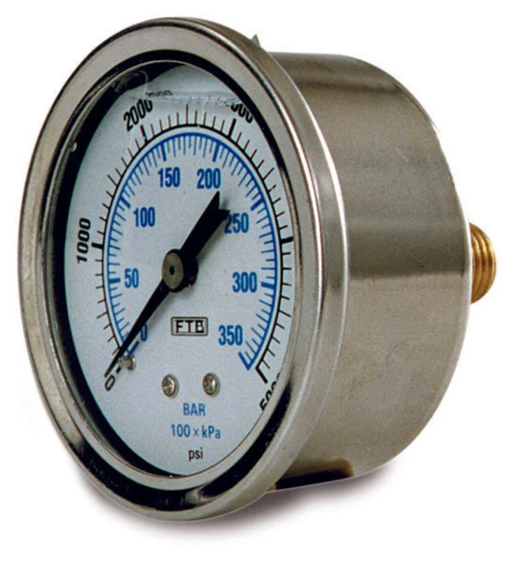 Stainless Steel Pressure Gauge - Back Mount