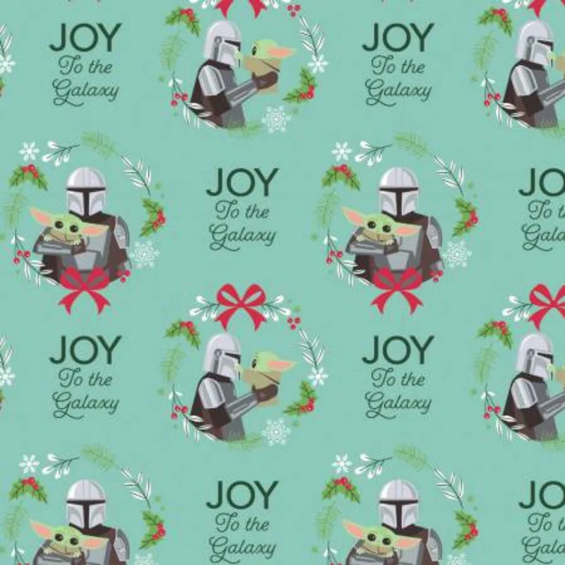 Star Wars Mandalorian: Joy to the Galaxy - Aqua (1/4 Yard)