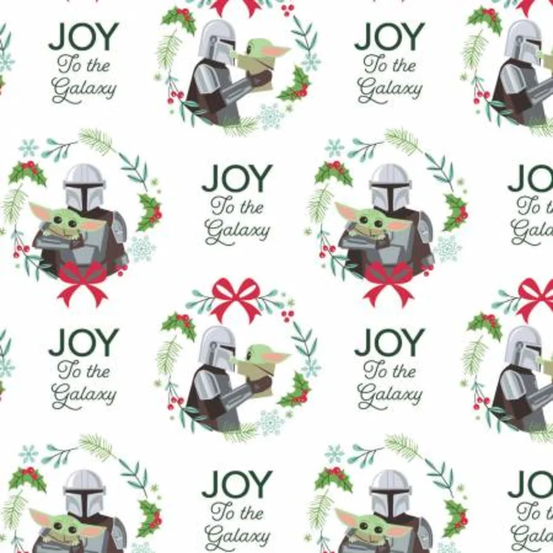 Star Wars Mandalorian: Joy to the Galaxy - White (1/4 Yard)