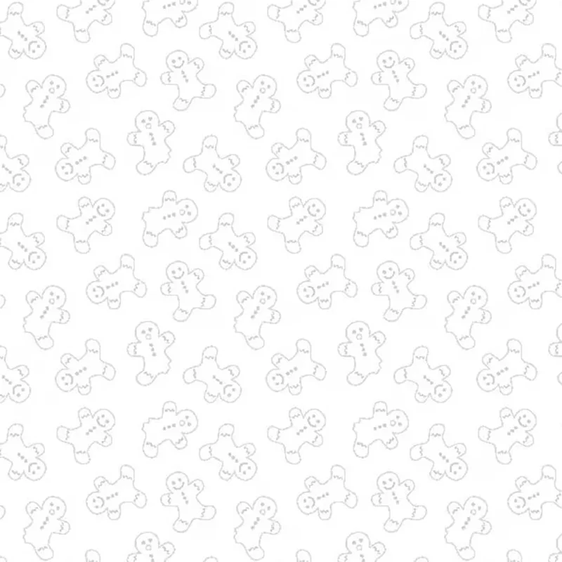 STOCKING STUFFER 2: Gingerbread Men-White/White (1/4 Yard)