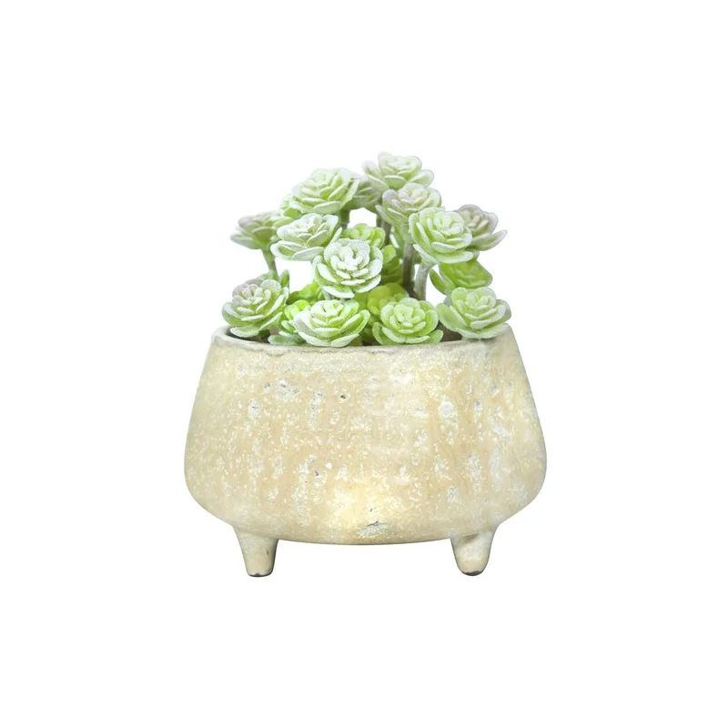 Stoneware Footed Planter, Beige Glaze