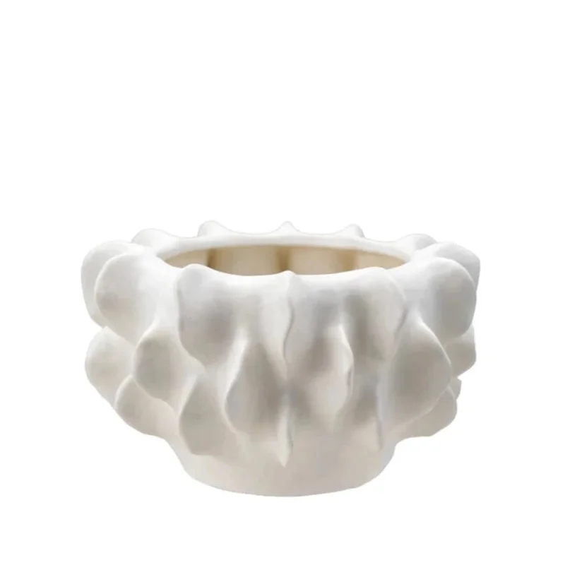 Stoneware Sculptural Planter, Matte White