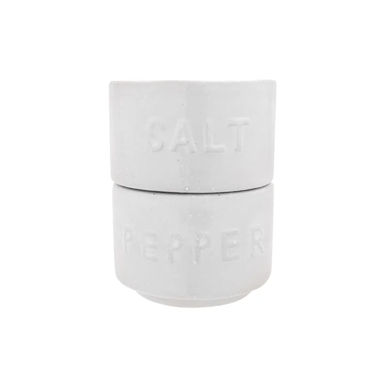 Stoneware Stackable Salt & Pepper Pots with Lid