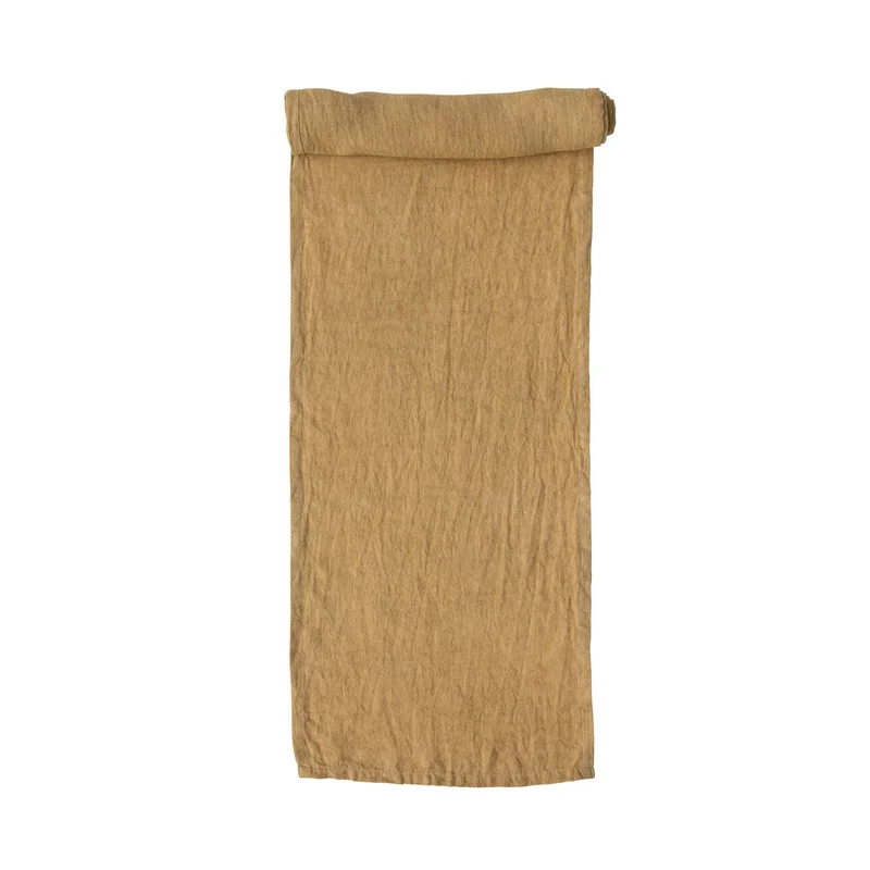 Stonewashed Linen Table Runner - Yellow,