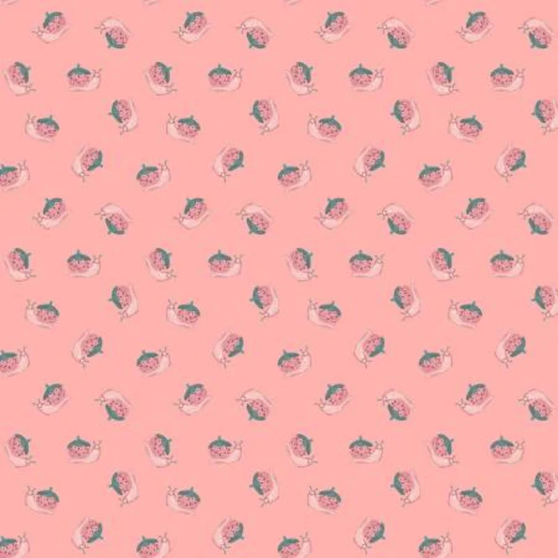 STRAWBERRY JAM: Strawberry Snails-Papaya (1/4 Yard)