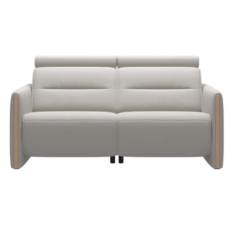 Stressless Emily Loveseat v2 Wood 2s w/2 Power, Paloma Light Grey/Oak