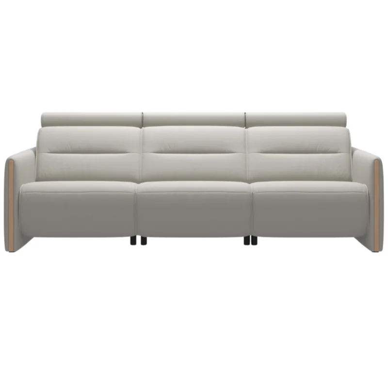 Stressless Emily Sofa v2 Wood 3s w/3 Power, Paloma Light Grey/Oak