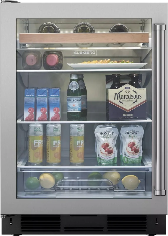 Sub-Zero - 23.875 Inch 6.0 cu.Ft Built In / Integrated Beverage Centre Refrigerator in Stainless - UC-24BG/S/PHLH Stainless