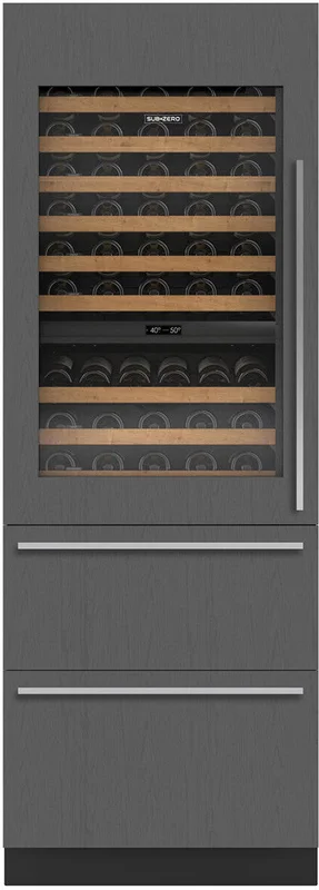 Sub-Zero - 30 Inch 86 Bottle + 5.2 cu. ft Built In / Integrated Wine Fridge Refrigerator in Panel Ready - DET3050WR/L Panel Ready