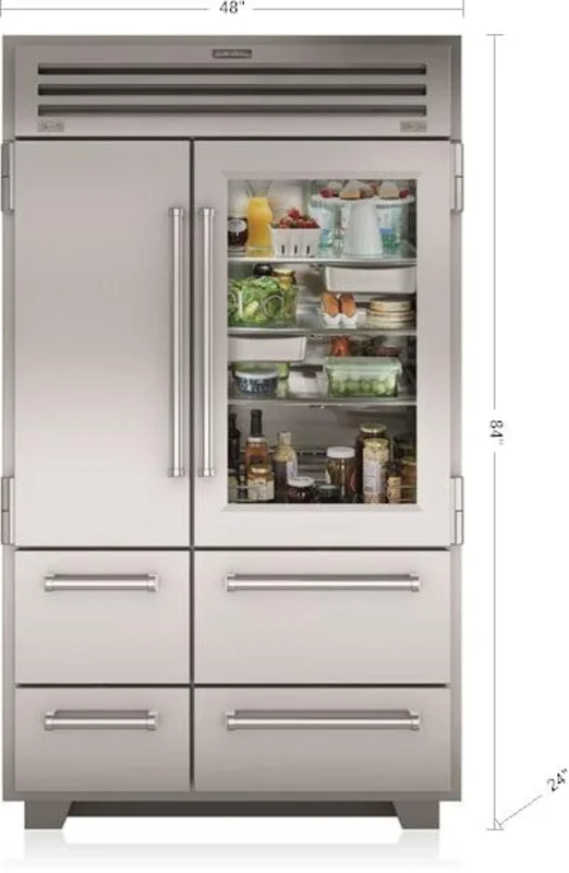 Sub-Zero - 48 Inch 30.4 cu. ft Built In / Integrated Side by Side Refrigerator in Stainless - PRO4850G Stainless