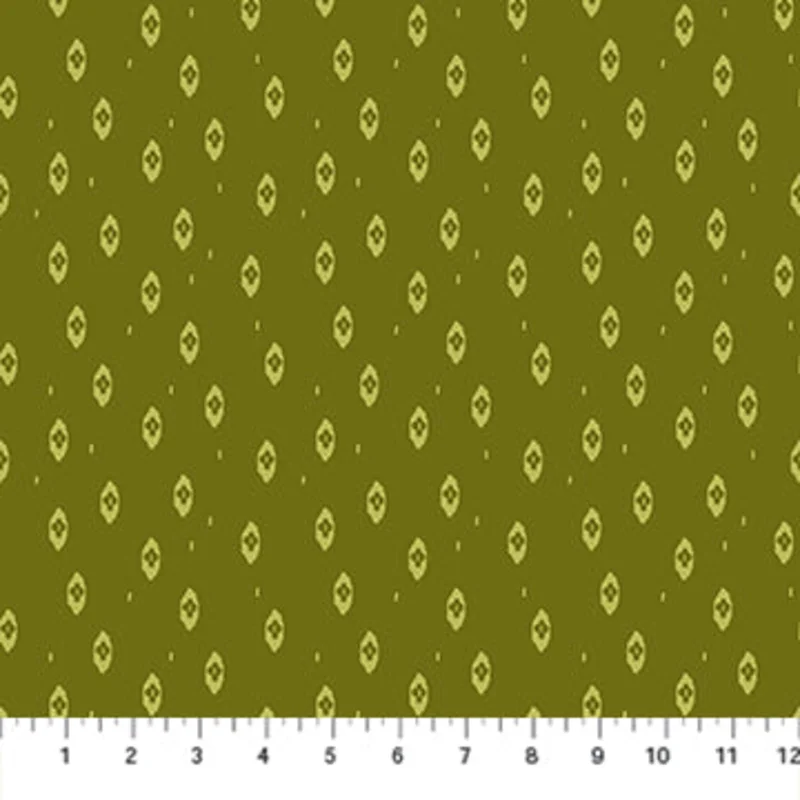 Summer's End Rayon- Ikat Green (1/4 Yard)
