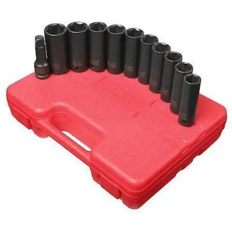 Sunex 1/2 in Dr. 11 Pc. SAE and Metric Extra Thin Wall Deep Impact Socket Set