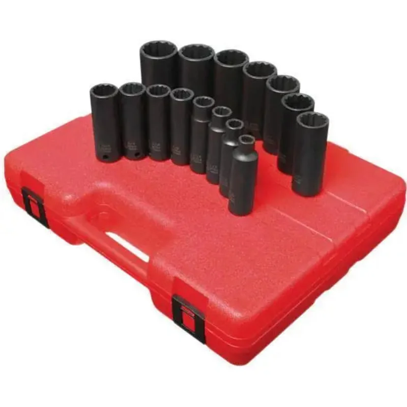 Sunex 1/2 in Dr. 12 Pt. 15 Pc. SAE Deep Impact Socket Set