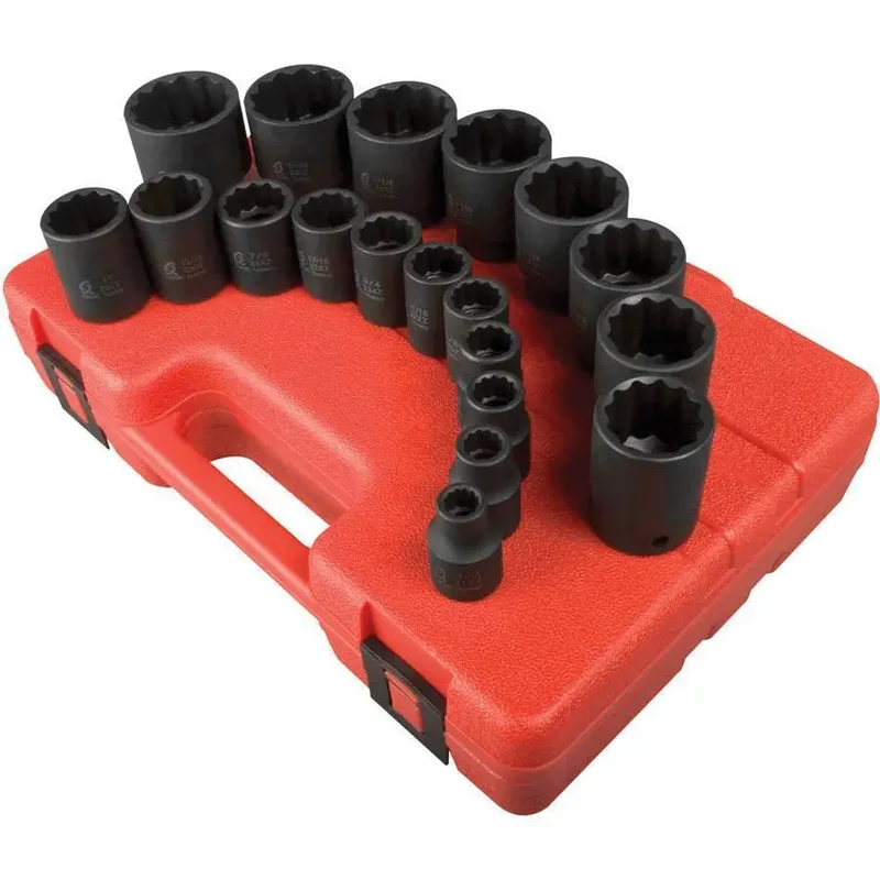Sunex 1/2 in Dr. 12 Pt. 19 Pc. SAE Impact Socket Set