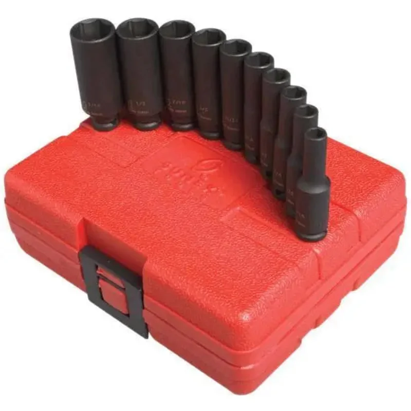 Sunex 1/4 in Dr. 10 Pc. SAE Deep Magnetic Impact Socket Set