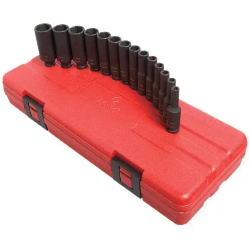 Sunex 1/4 in Dr. 14 Pc. Metric Deep Magnetic Impact Socket Set
