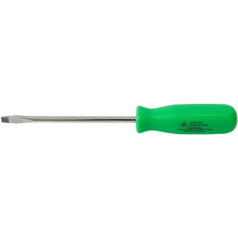 Sunex 3/16 in x 4 in Slotted Screwdriver-Neon Green