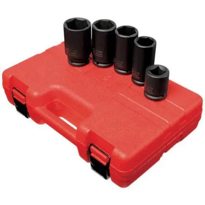 Sunex 3/4 in Dr. 5 Pc. SAE and Metric Wheel Service Impact Socket Set