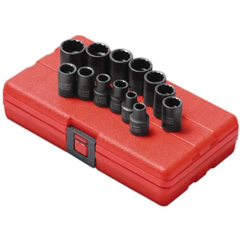 Sunex 3/8 in Dr. 12 Pt. 13 Pc. Metric Impact Socket Set
