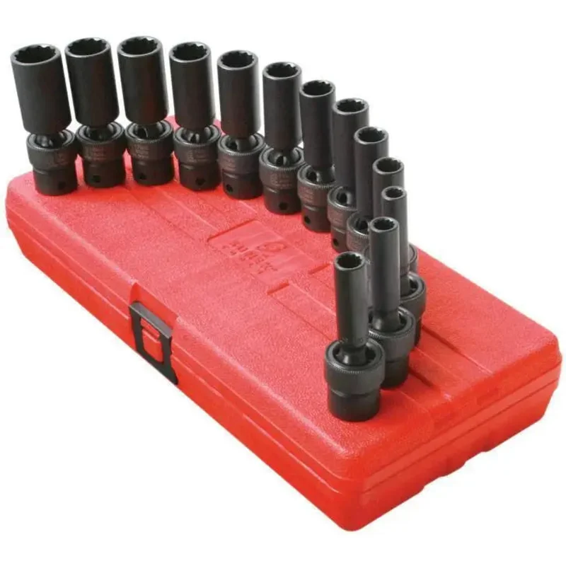 Sunex 3/8 in Dr. 12 Pt. 13 Pc. Metric Universal Deep Impact Socket Set