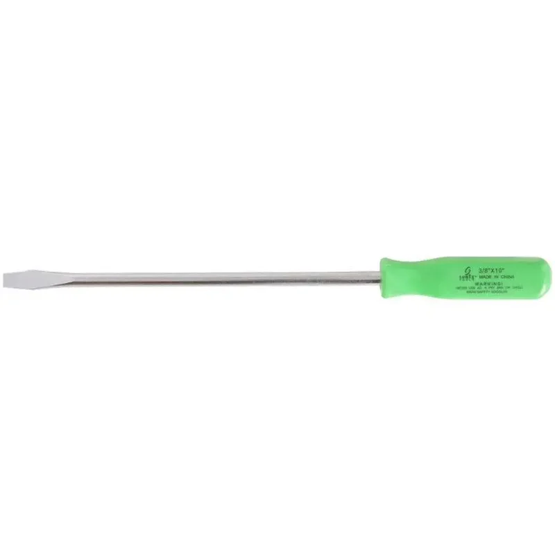 Sunex 3/8 in x 10 in Slotted Screwdriver-Neon Green
