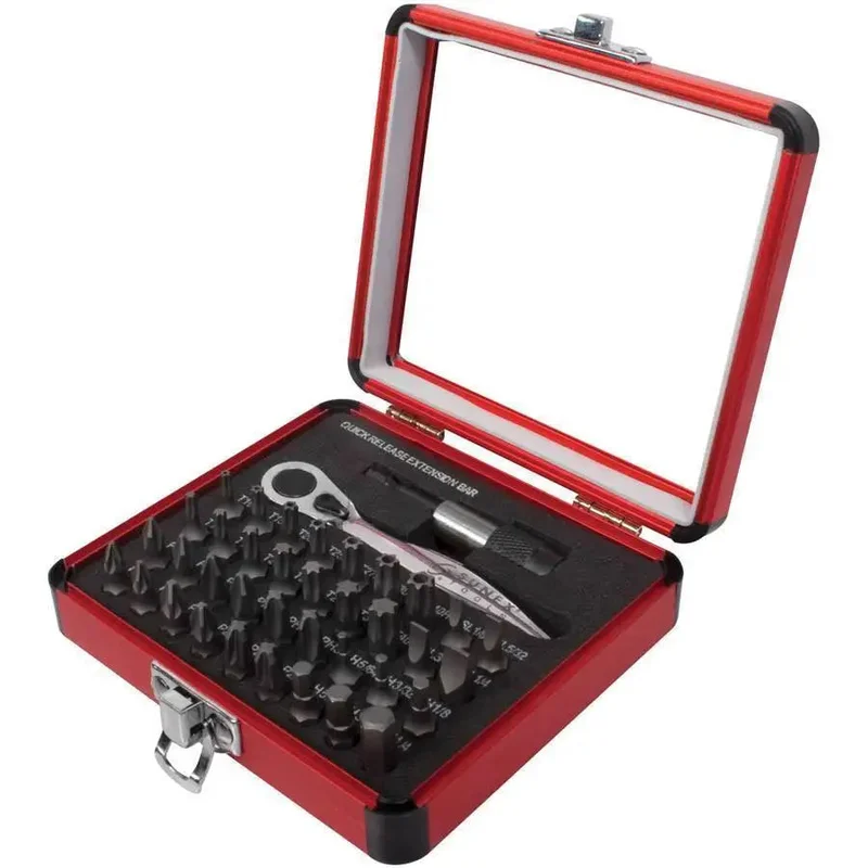 Sunex 9726 38-Pc Mini Ratchet & Bit Set, 1/4" Drive, Compact Aluminum Case