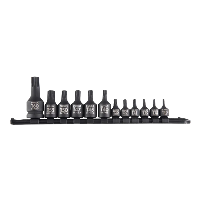 Sunex Star Impact Socket Set 12-Pc Rail, 1/4", 3/8", 1/2" Drive - 1820SA