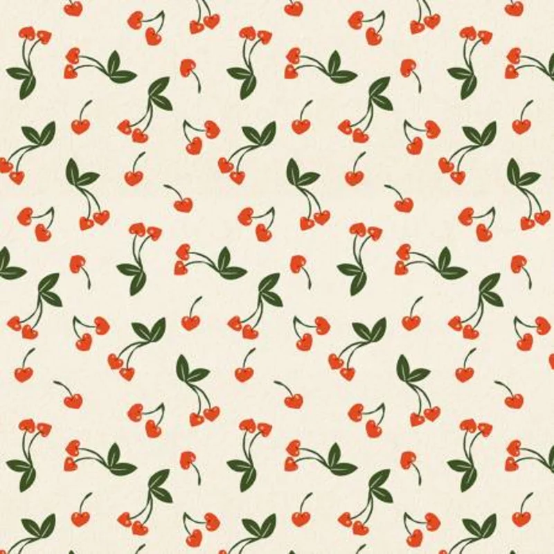 SWEET ON YOU: Cream Cherry Hearts (1/4 Yard)