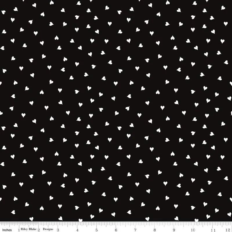 TAKE HEART: Small Hearts-Black (1/4 Yard)