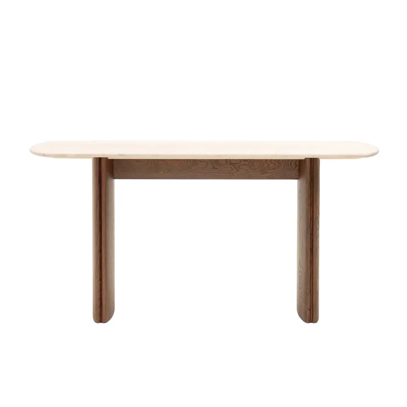 Tathra Console Table, Latte/Travertine, 59"W 15.75"D 29.5"H