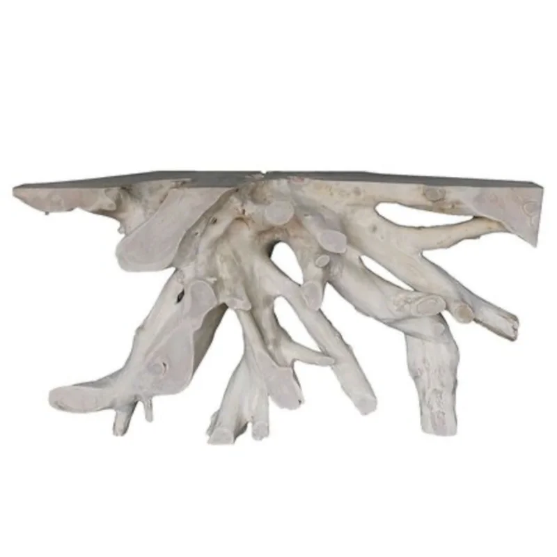 Teak Root Console in Weathered Finish-01, 59"L x 18"W x 32"H