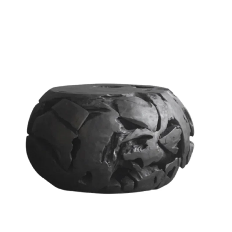 Teak Root Round Stool in Charcoal, 24"L x 24"W x 14"H