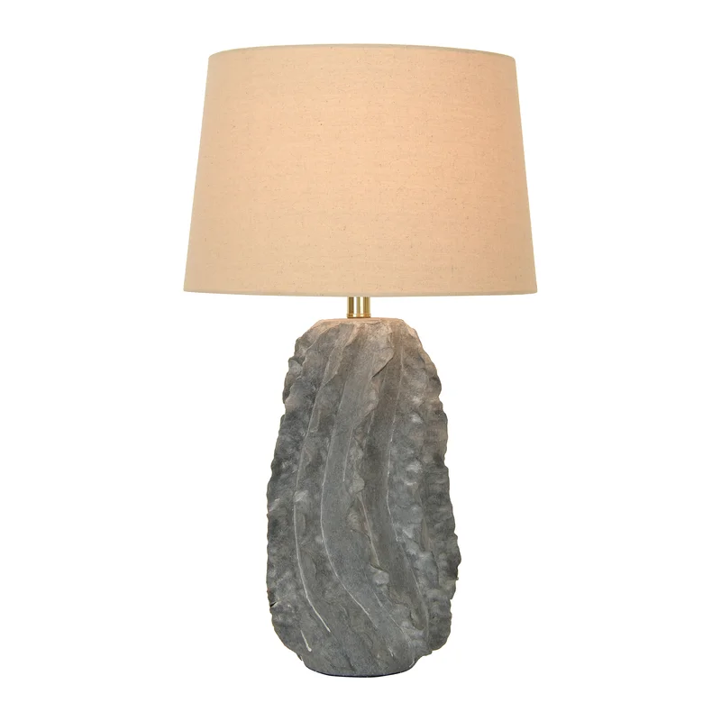 Terra Cotta Table Lamp with  Linen Shade, Black