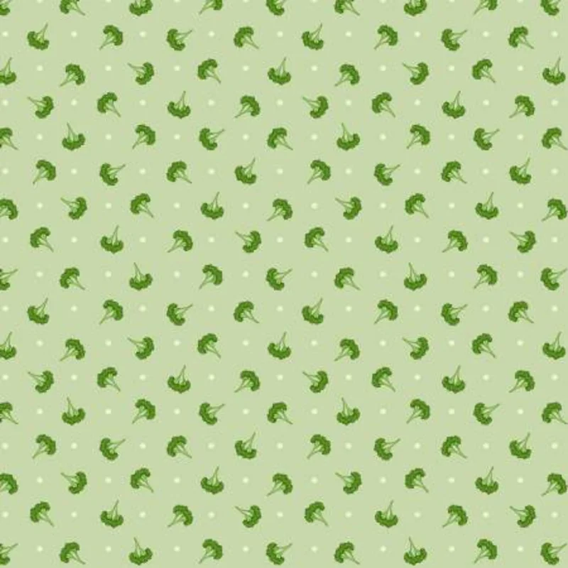The Kitchen Garden: Polka Dot Broccoli- Light Green (1/4 Yard)