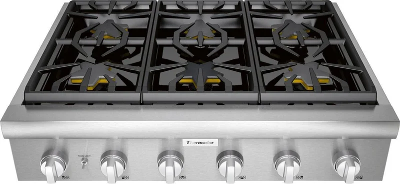Thermador - 35.9375 inch wide Gas Cooktop in Stainless - PCG366W Stainless