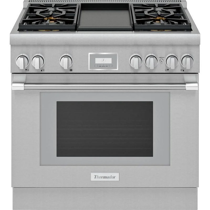 Thermador - 4.9 cu. ft Dual Fuel Range in Stainless - PRD364WDHC Stainless