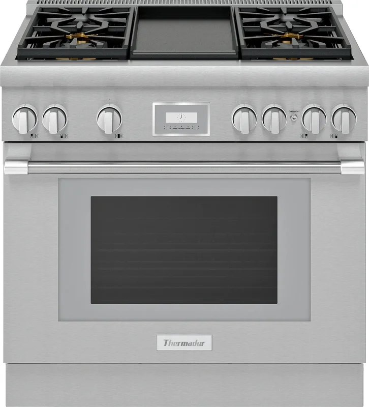 Thermador - 5.1 cu. ft Gas Range in Stainless (Open Box) - PRG364WDH Stainless (Open Box)