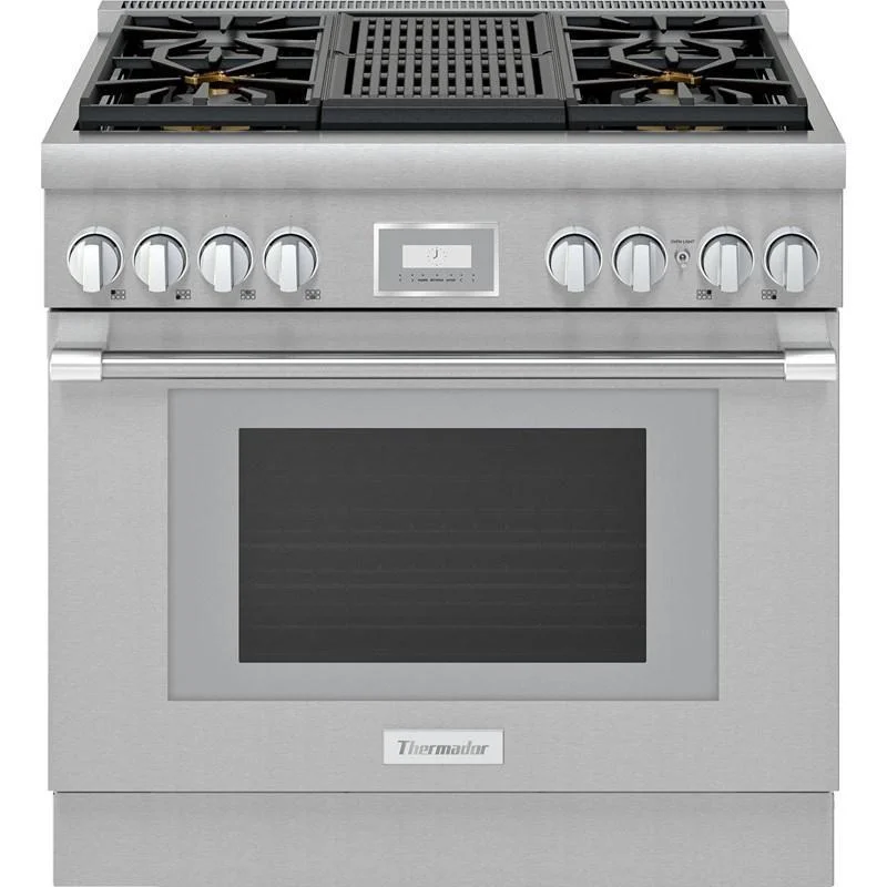 Thermador - 5.1 cu. ft Gas Range in Stainless - PRG364WLH Stainless