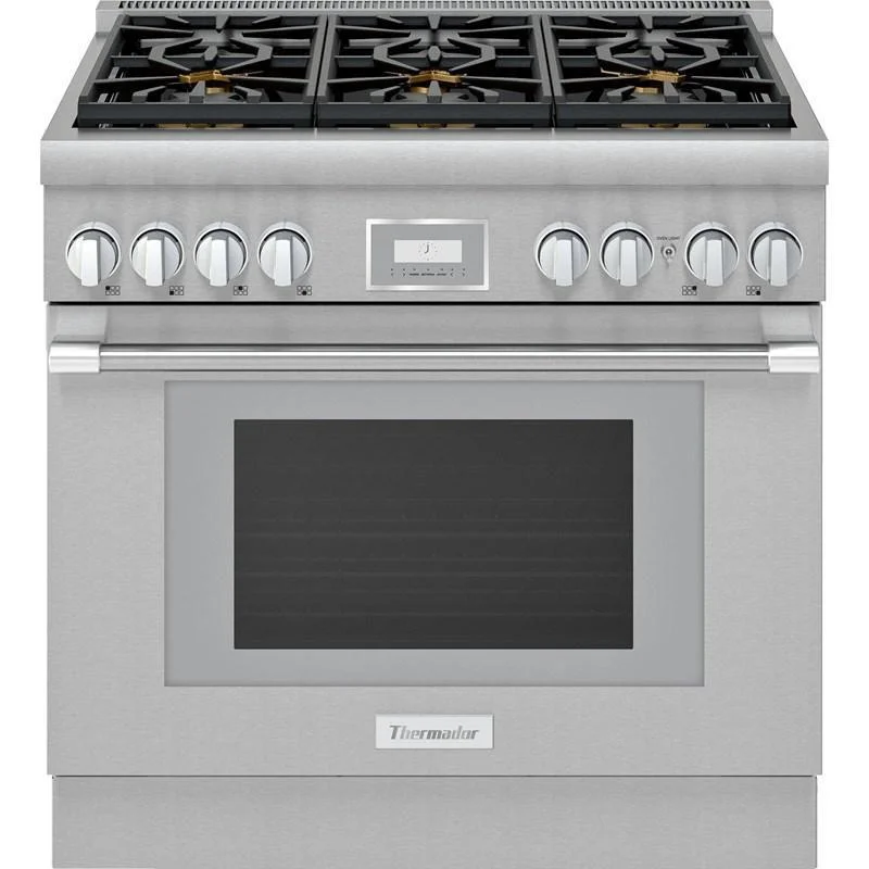 Thermador - 5.1 cu. ft Gas Range in Stainless - PRG366WH Stainless