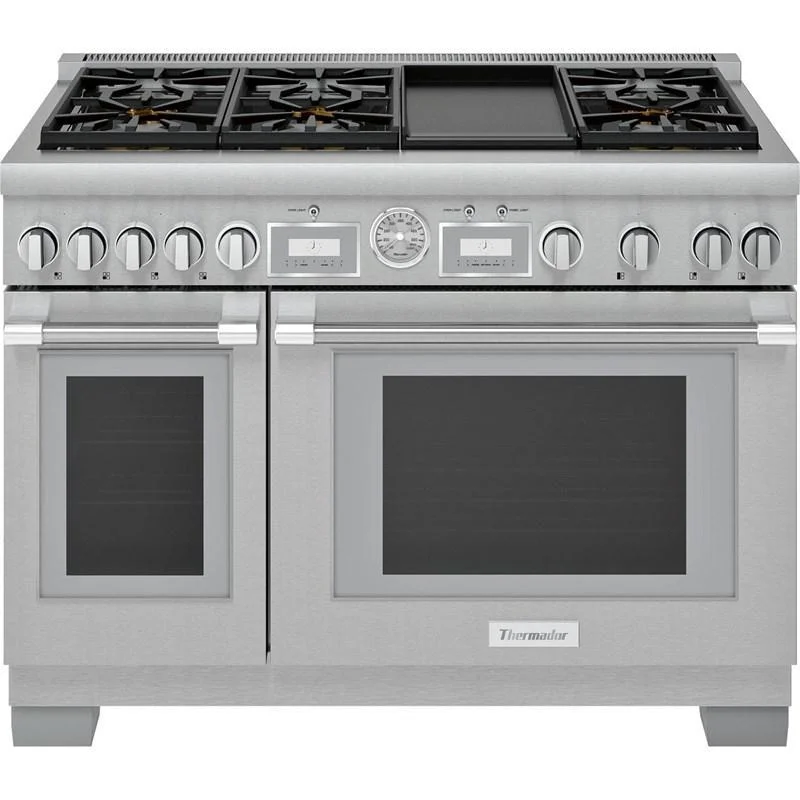 Thermador - 8.2 cu. ft Gas Range in Stainless - PRG486WDG Stainless