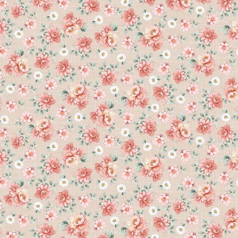 TIL THE COWS COME HOME: Floral Bouquet-Straw (1/4 Yard)