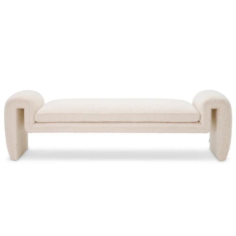 Tondo Bench - Boucle Cream, 69.69" W x 17.32"D