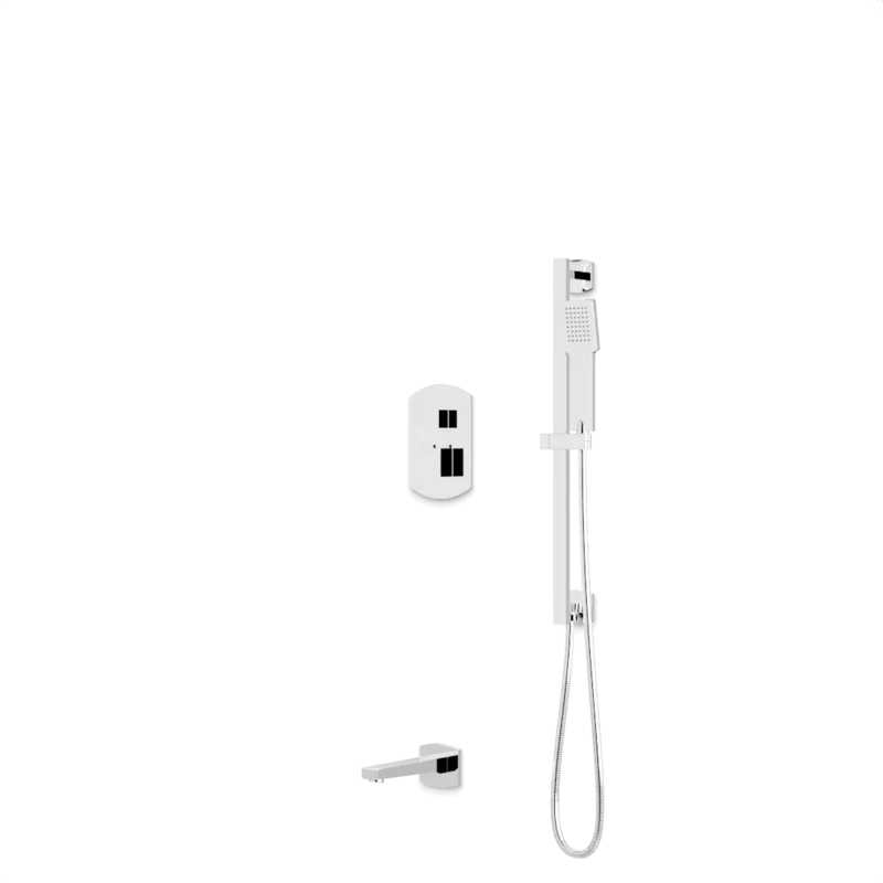 Transitional Thermostatic Shower Trim Kit with Hand Shower on Slide Bar, Tub Filler
